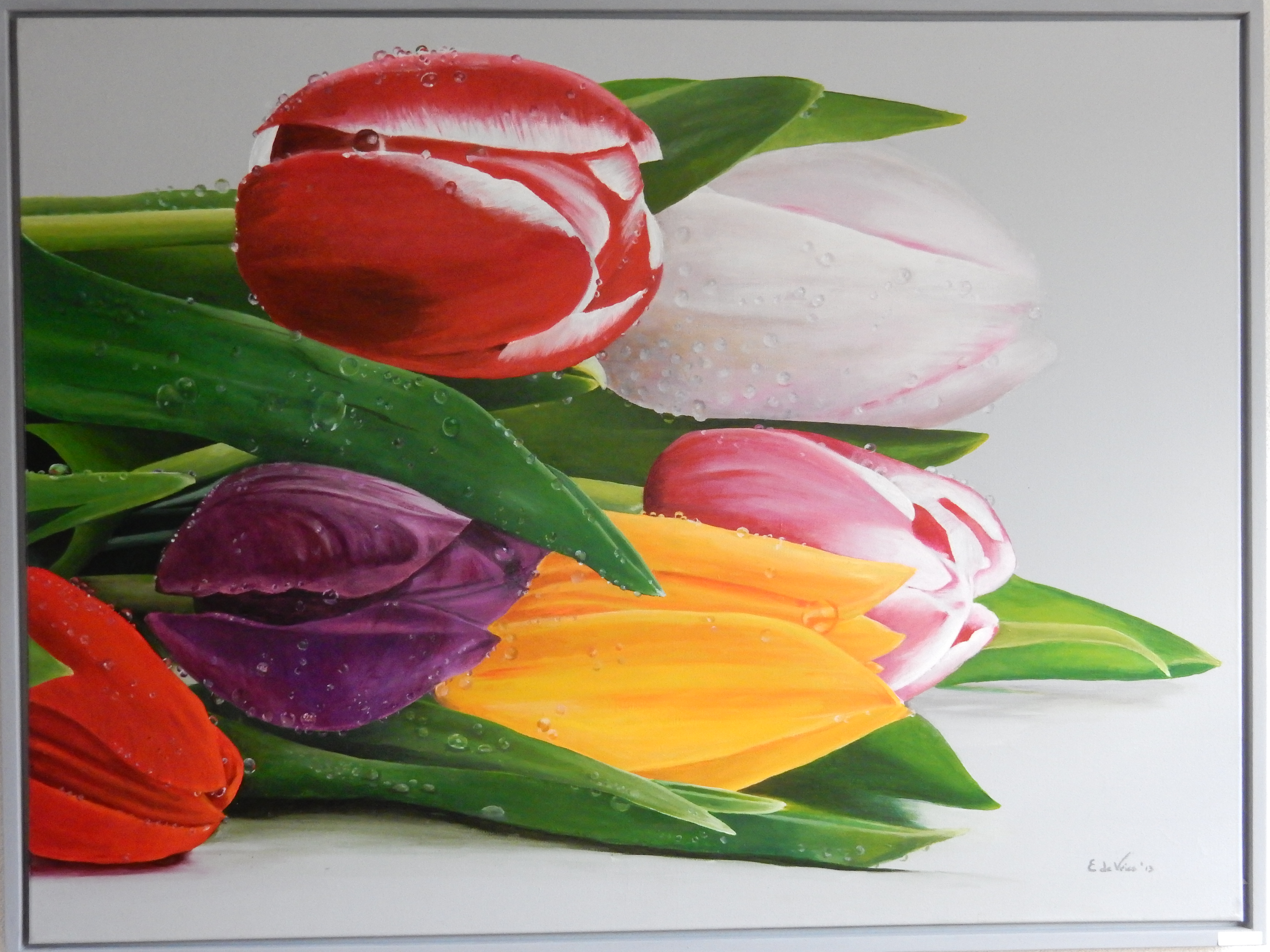 Tulpen met waterdruppels